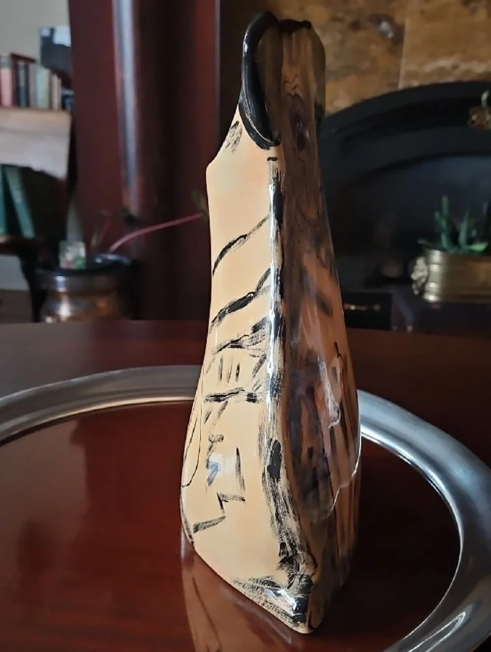 VTG Dogs by Nina Lyman Ceramic Pug Dog Figural Vase Planter Hand Painted